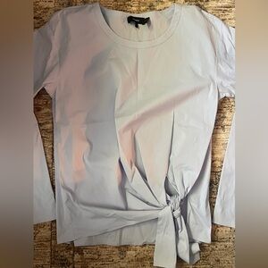 Theory Light Blue Long Sleeve Tie-Side Top